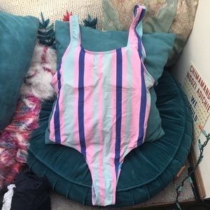 Striped one piece swimsuit